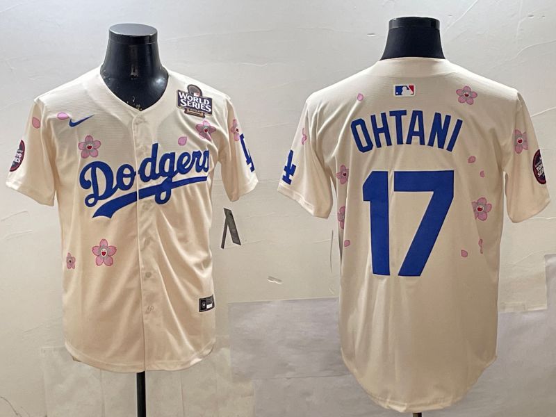 Men Los Angeles Dodgers #17 Ohtani Cream Sakura Edition 2025 Nike MLB Jersey style 12->los angeles dodgers->MLB Jersey